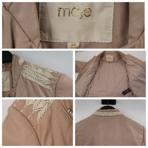 Lambskin Leather: size 36, Asymmetrical zip Moto Biker jacket - Picture 16 of 16